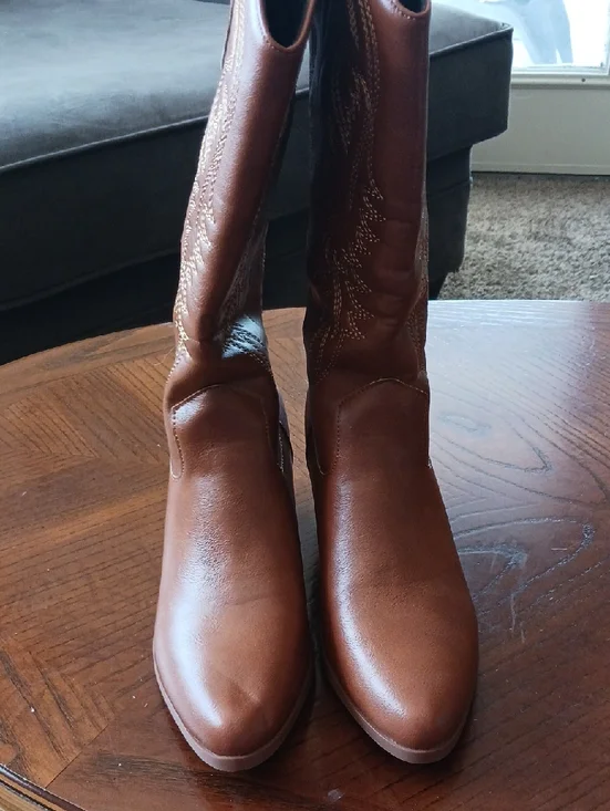 Brown Women's Western Mid-Calf Boots - Classic Cowboy Style - Picture 4 of 7